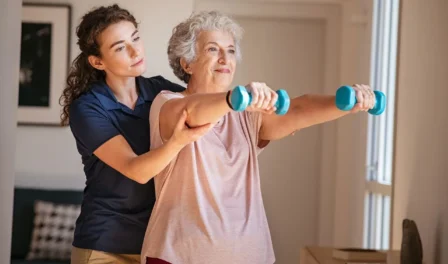 Exercise Phsiologist Working With Elderly Woman